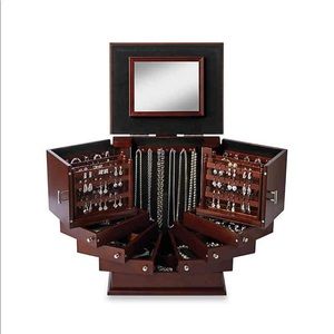 Lori Greiner Deluxe Wood Jewelry Organizer Walnut